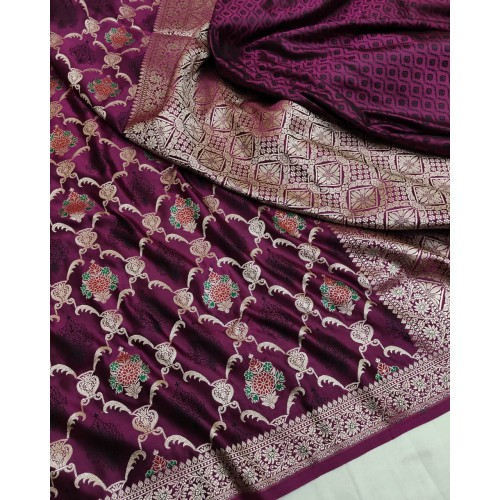 Pure Kattan Silk Minedaar Boota Saree