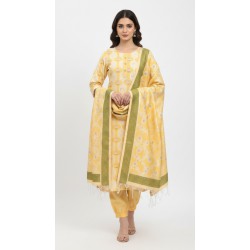 Banarasi printed cotton straight suit set