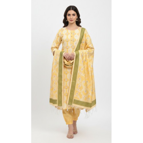 Banarasi printed cotton straight suit set