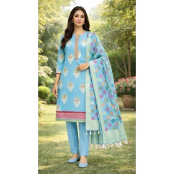 Banarasi Blue Silk Suit