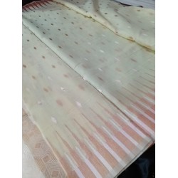 Lilen Cotton with White Zari Minadar Saree