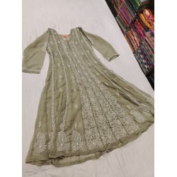 Elegant Handloom Long Frock Kurti with Beautiful Chicken Suit