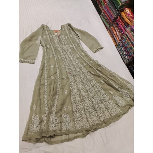 Elegant Handloom Long Frock Kurti with Beautiful Chicken Suit