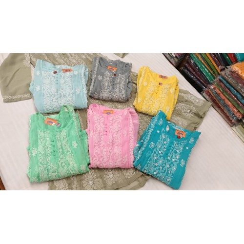 Handloom Long Frock Kurti paired with a Beautiful Chikan Suit,