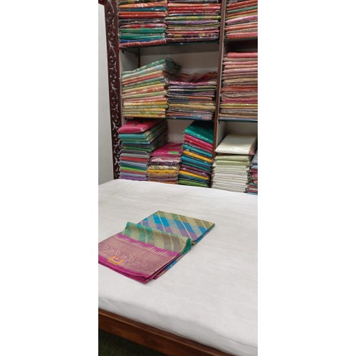 Multi color Kora cotton Satan border saree