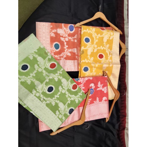 Minadar Linen Cotton with White Zari Minadar Linen Cotton with White Zari