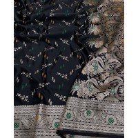 Aura Benaras Banarasi Handloom Katan Jaal Silk Saree