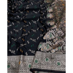 Aura Benaras Banarasi Handloom Katan Jaal Silk Saree