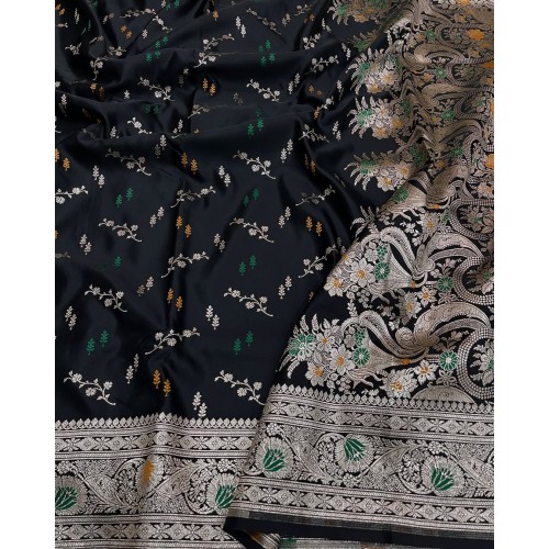 Aura Benaras Banarasi Handloom Katan Jaal Silk Saree