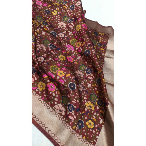 Banarasi mix silk me multi colour duppata