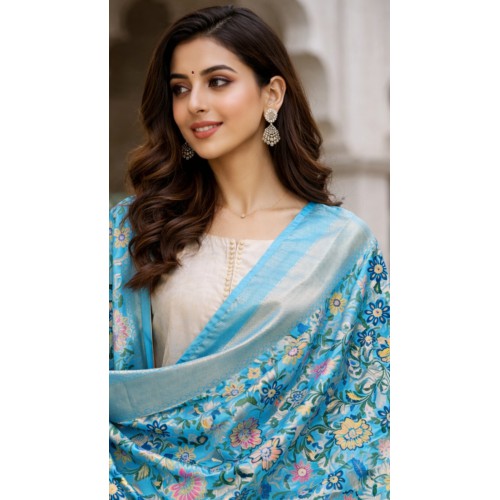Dupatta - Banarasi Silk Jaal Multi colour