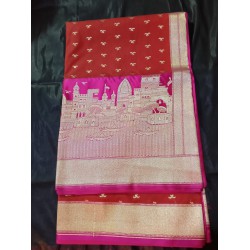 Kashi Ghat Print Silk Saree