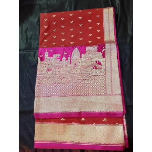 Kashi Ghat Print Silk Saree