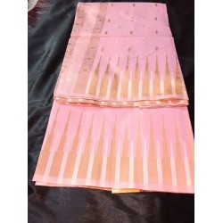 Lilen Cotton with White Zari Minadar Saree