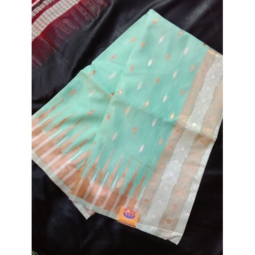 Lilen Cotton with White Zari Minadar Saree