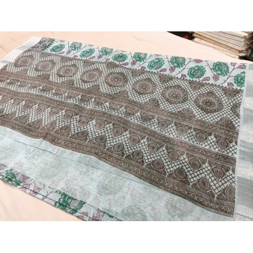 Cotton printed Banarasi saree