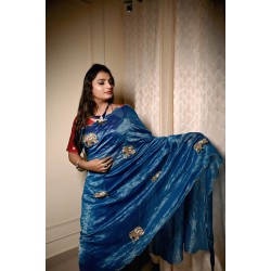 Hand-Embroidered Silk Saree